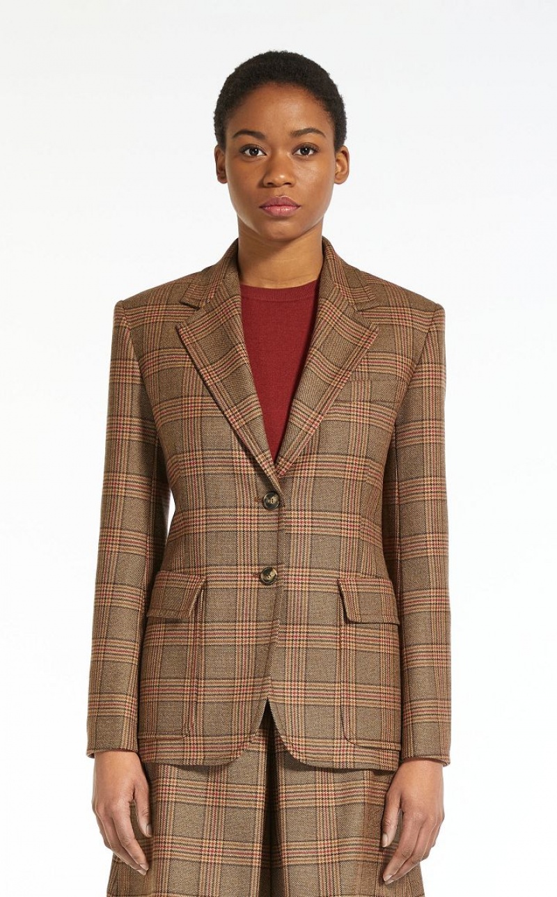 Blazers Max Mara Wool Twill Marrom | MMR594050