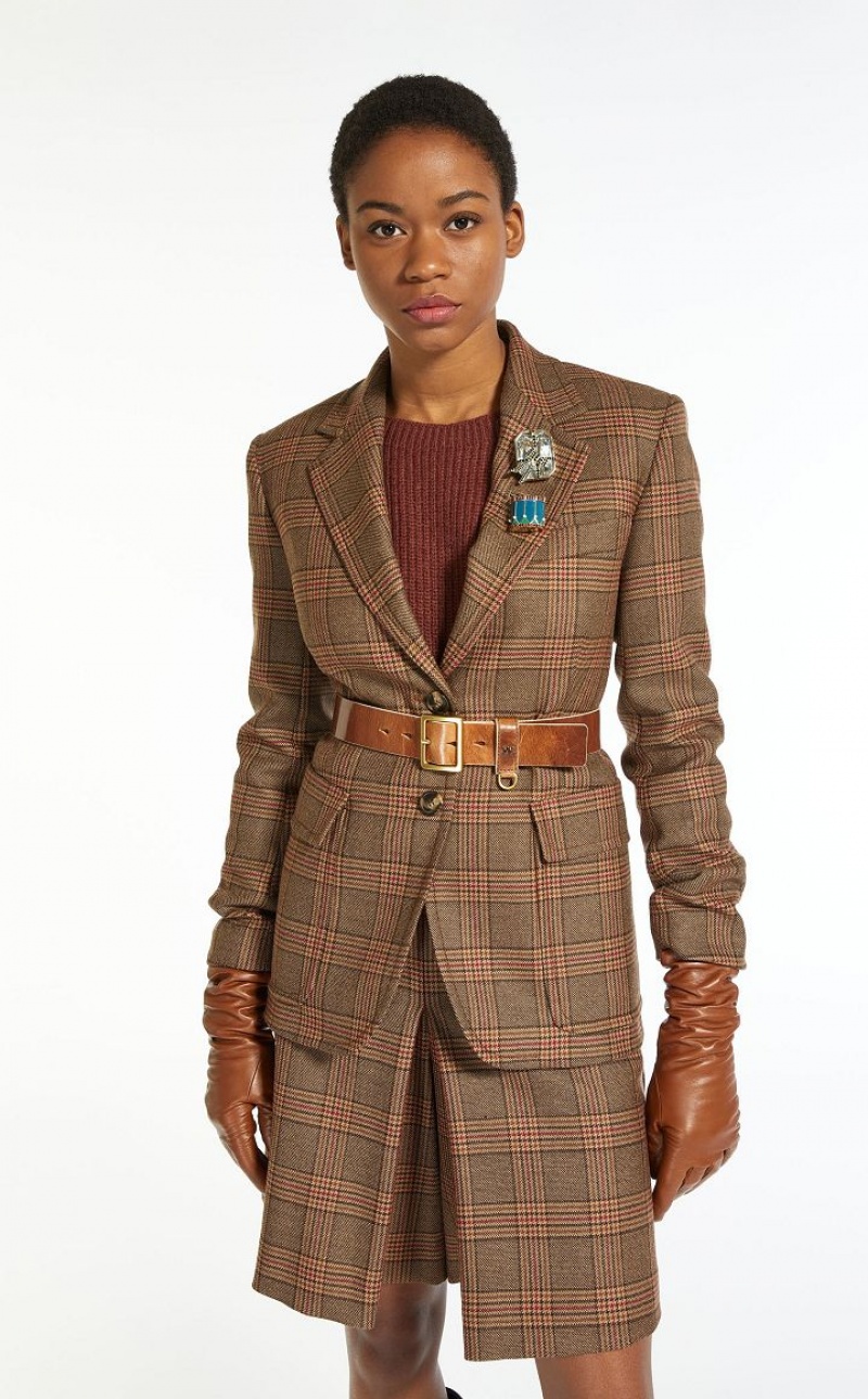 Blazers Max Mara Wool Twill Marrom | MMR594050