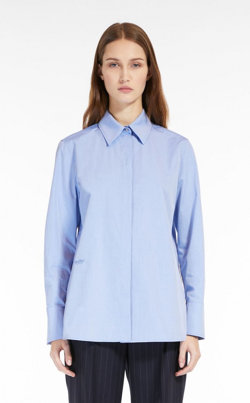 Blusas Max Mara Chambray Boyfriend Luz Azuis | MMR593613