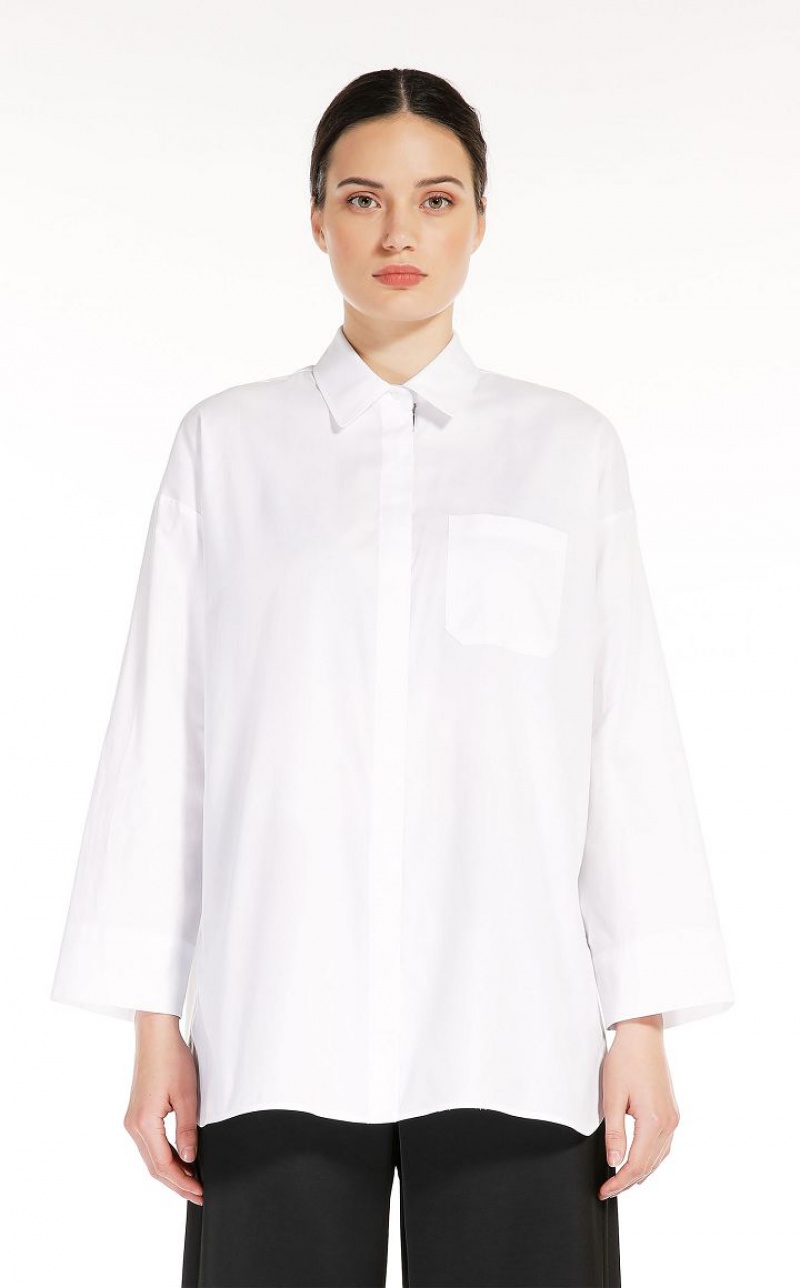 Blusas Max Mara Cotton Oxford Branco | MMR593612