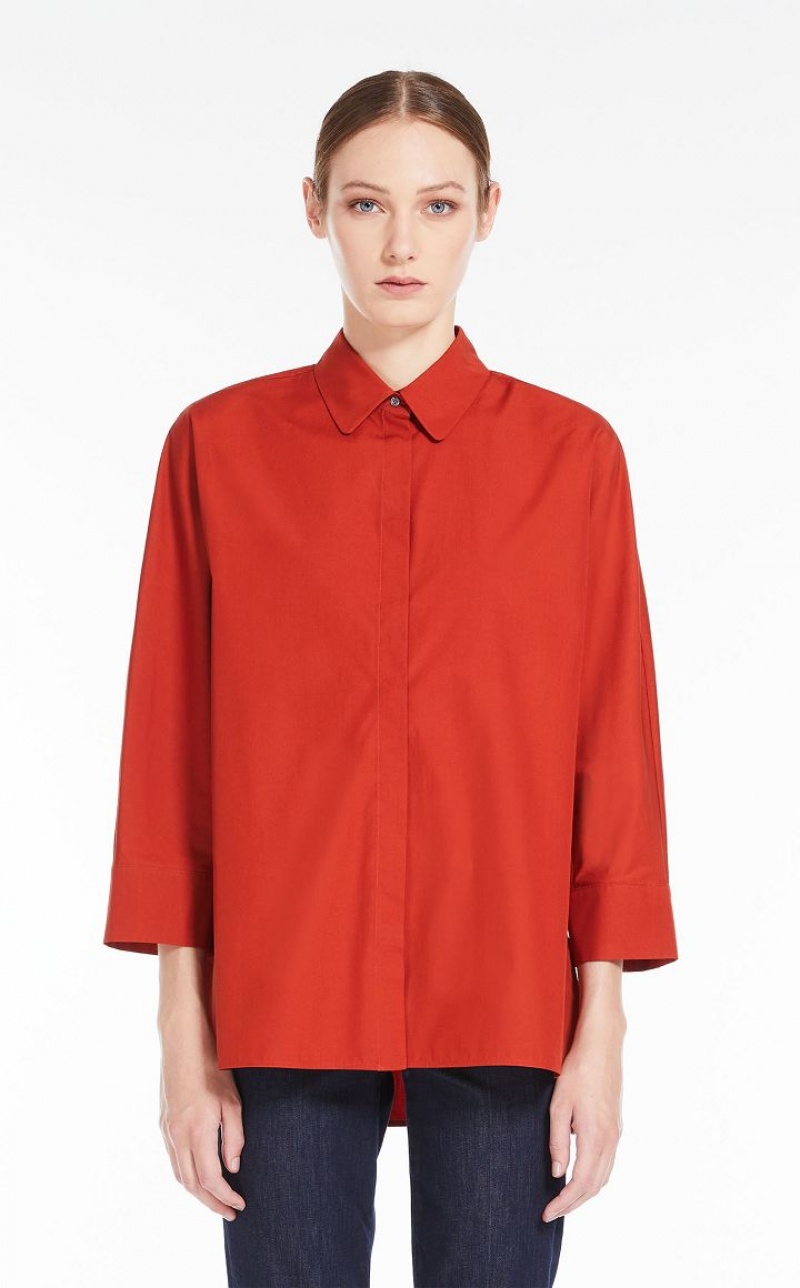 Blusas Max Mara Cotton Poplin Laranja | MMR593566