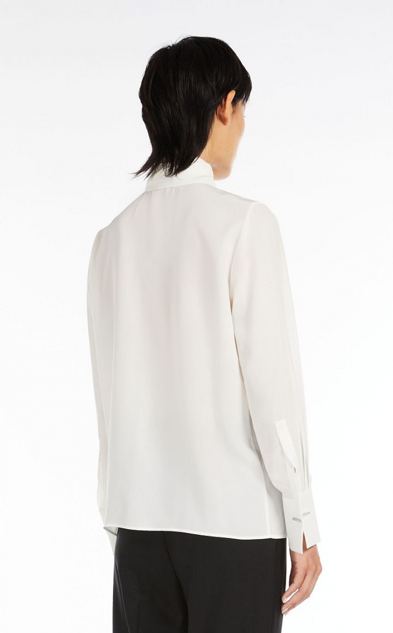 Blusas Max Mara Crepe De Chine Branco | MMR593574