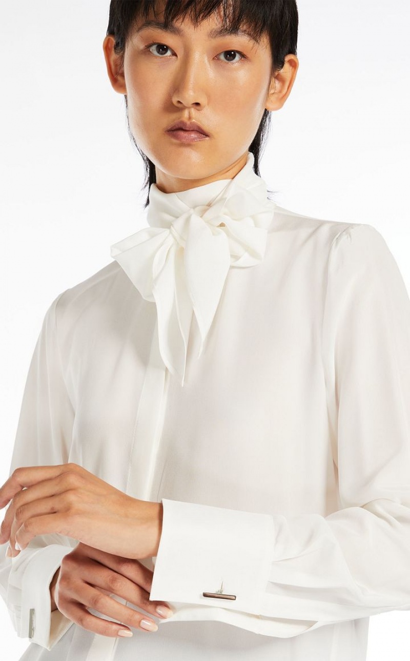 Blusas Max Mara Crepe De Chine Branco | MMR593574