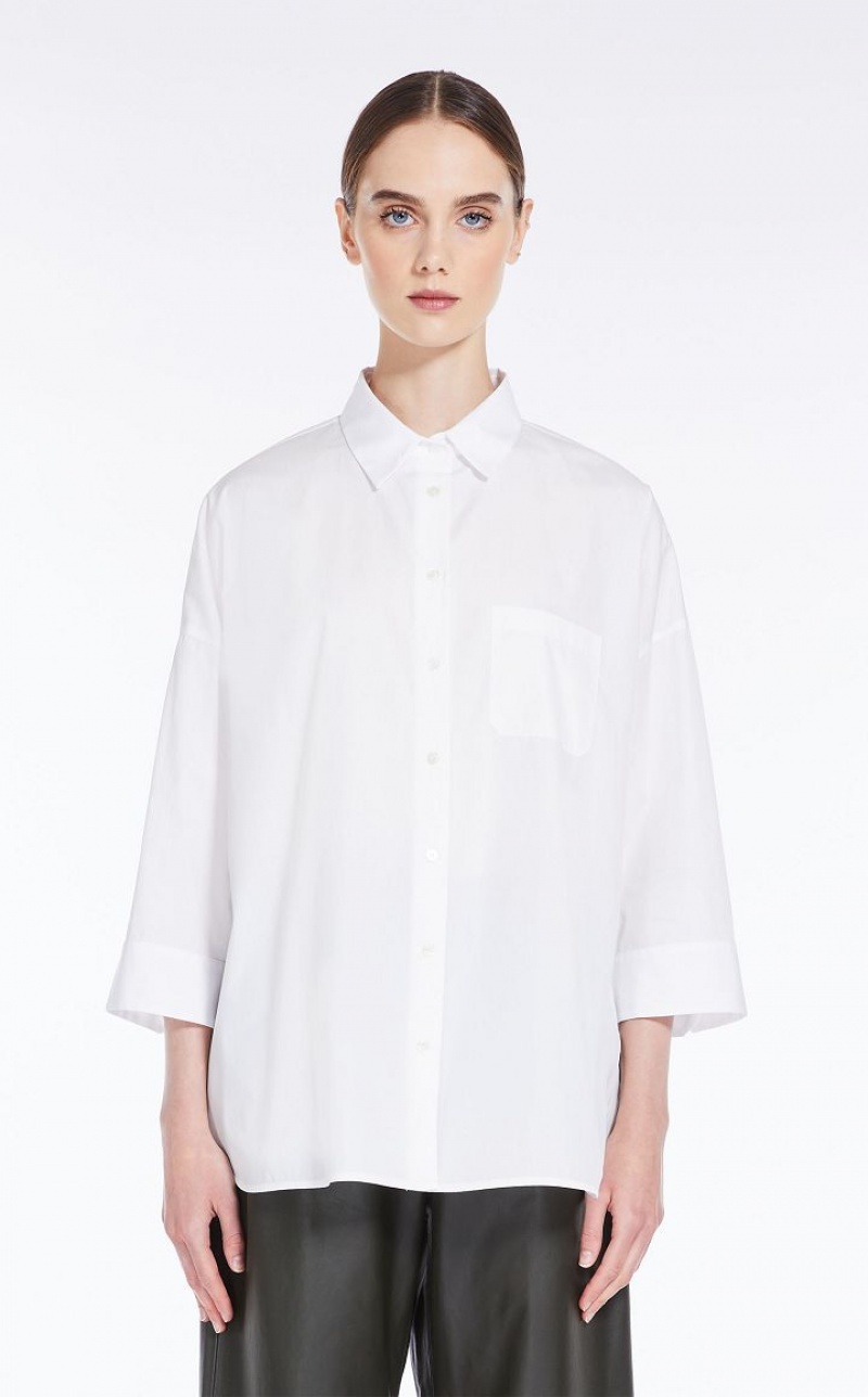 Blusas Max Mara Loose In Striped Poplin Branco | MMR593594