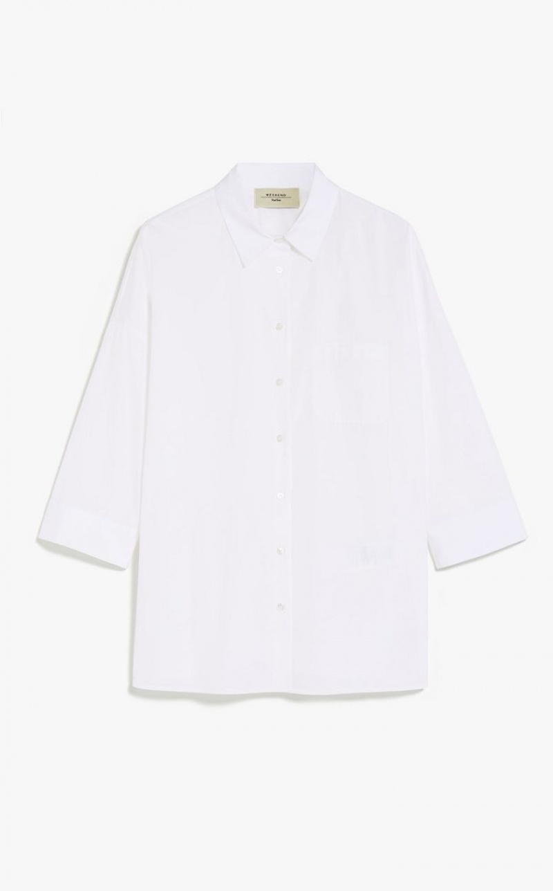 Blusas Max Mara Loose In Striped Poplin Branco | MMR593594