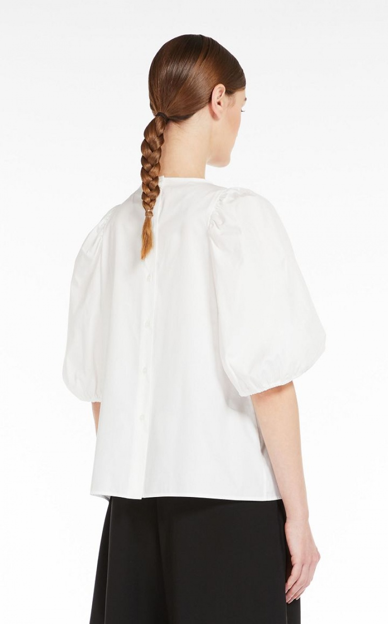 Blusas Max Mara Poplin With Embroidery Branco | MMR593616