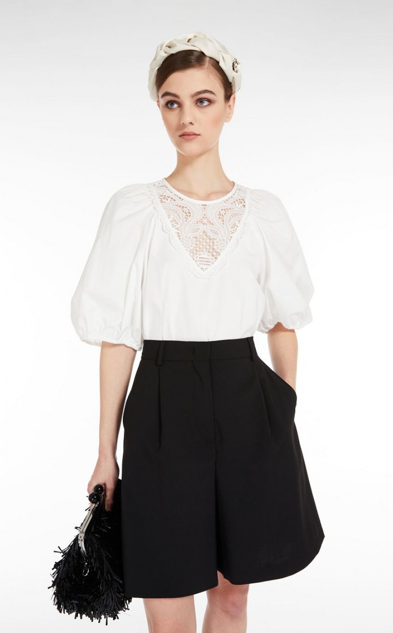 Blusas Max Mara Poplin With Embroidery Branco | MMR593616