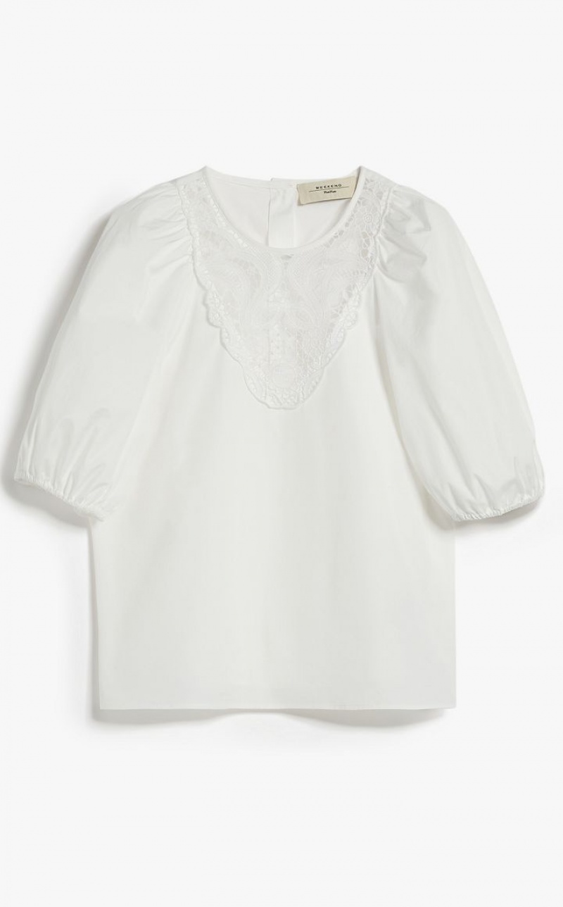 Blusas Max Mara Poplin With Embroidery Branco | MMR593616