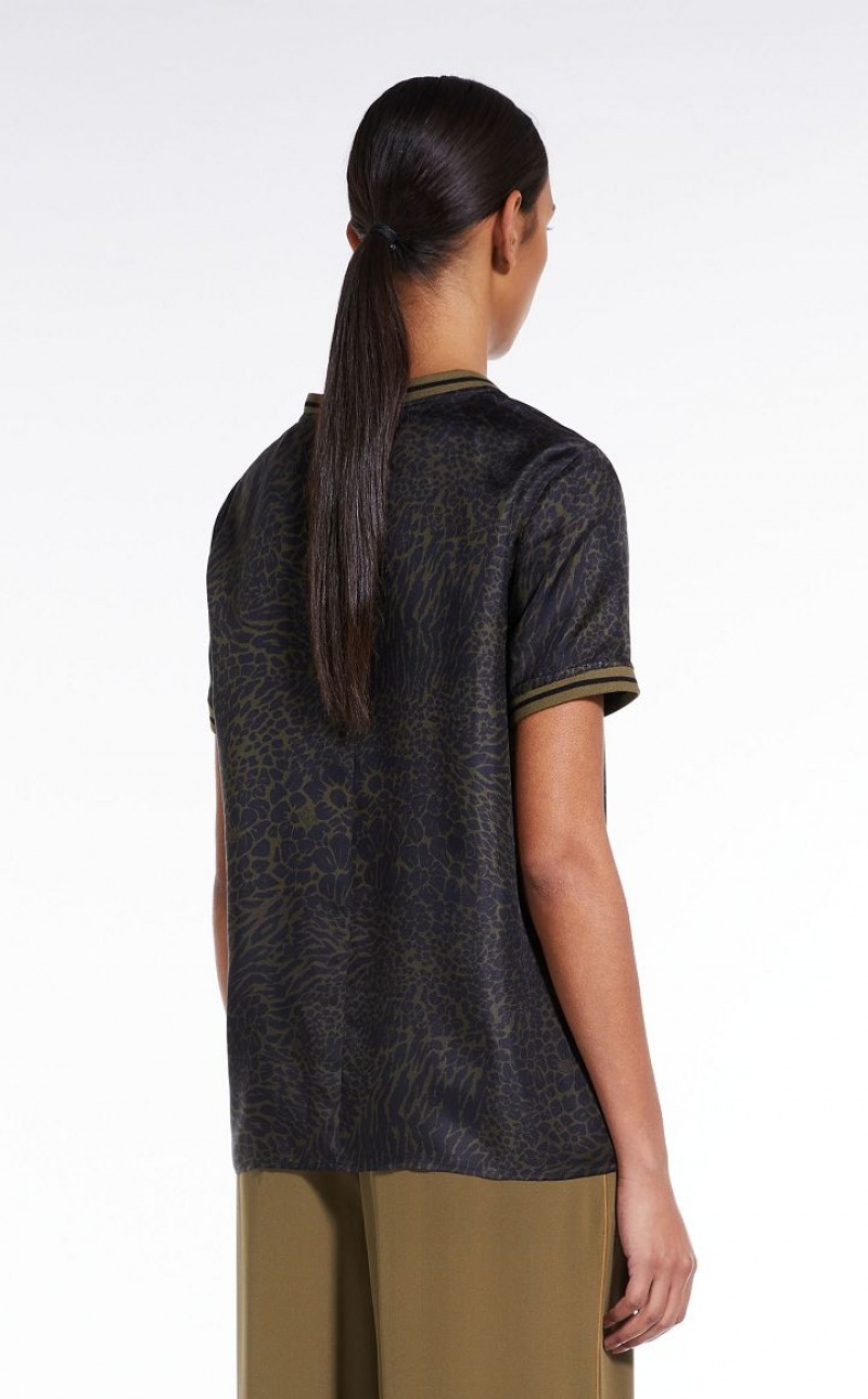 Blusas Max Mara Printed Silk Twill Pretas | MMR593589