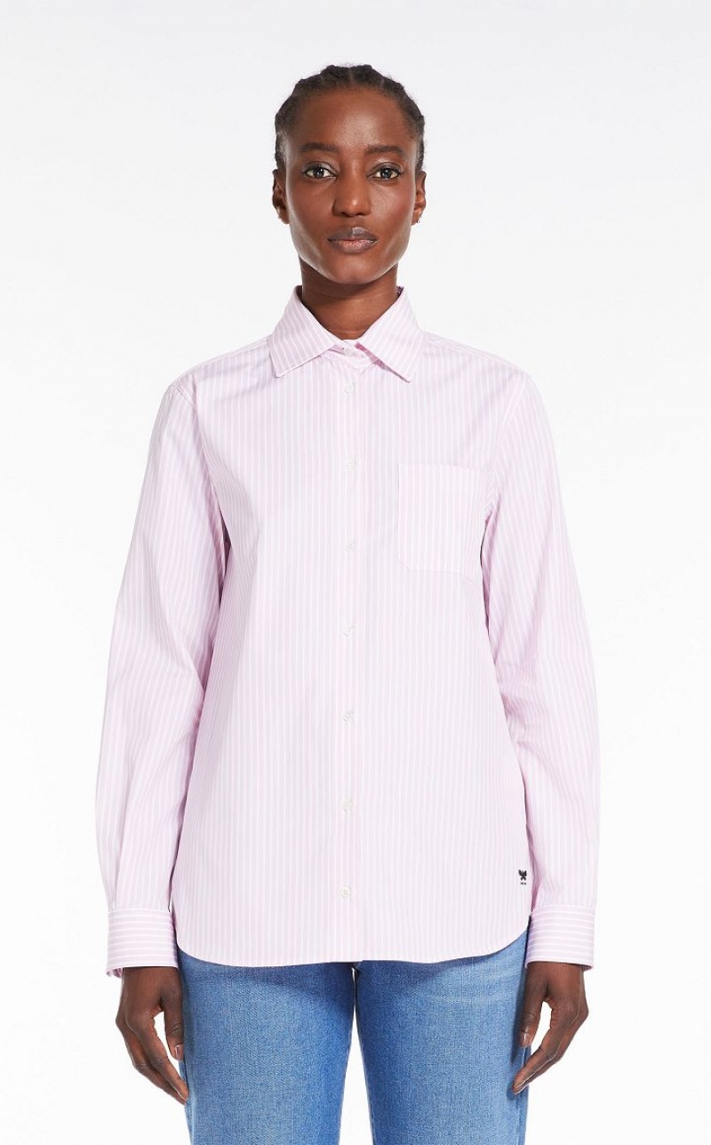 Blusas Max Mara Shirt In Cotton Poplin Rosa | MMR593565