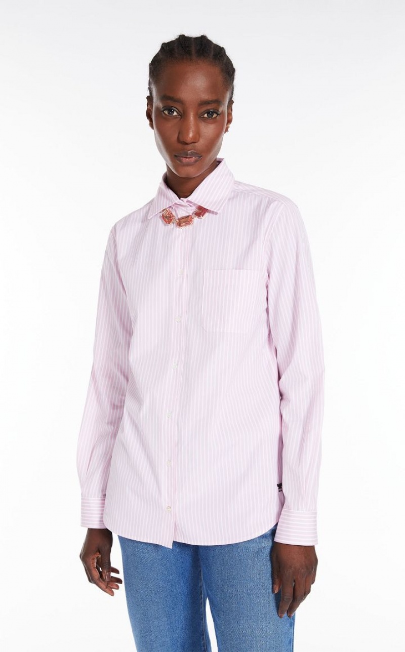 Blusas Max Mara Shirt In Cotton Poplin Rosa | MMR593565