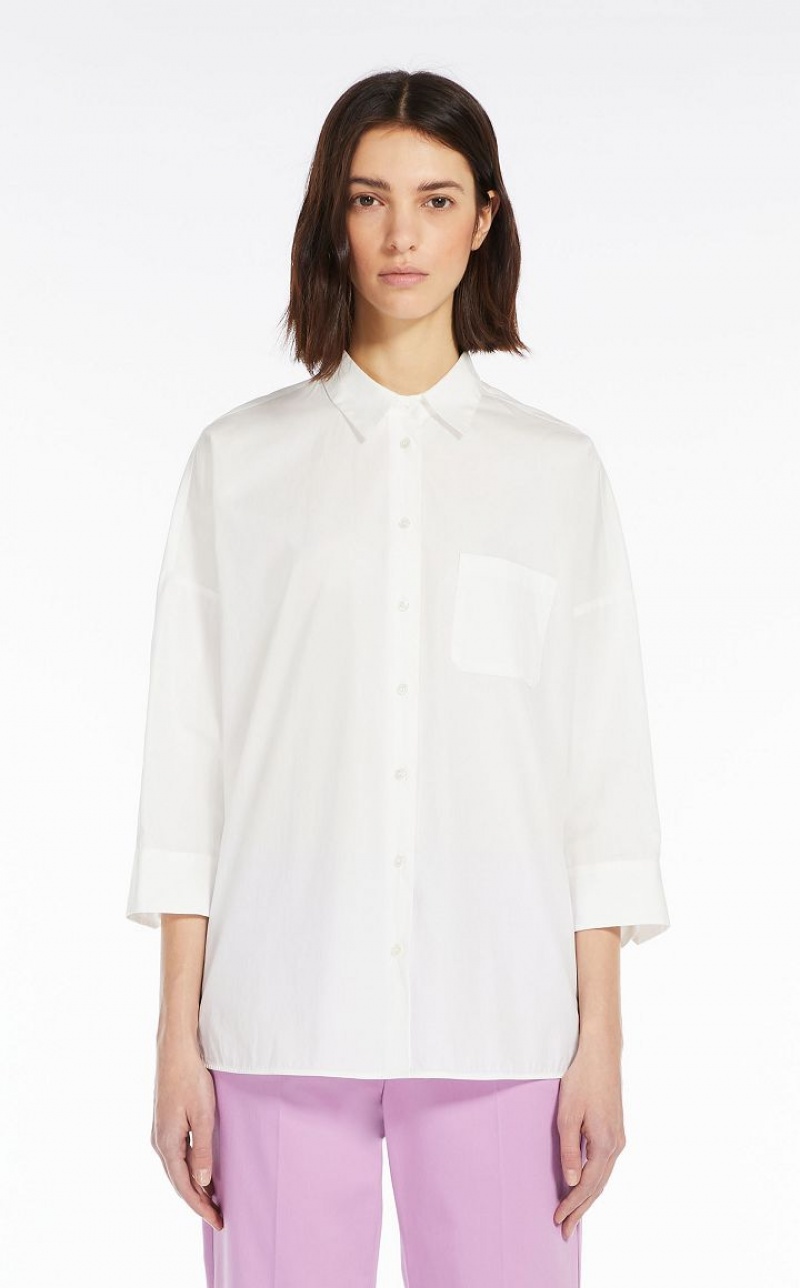 Blusas Max Mara Shirt In Organic Cotton Poplin Branco | MMR593617