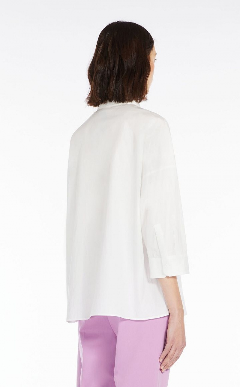 Blusas Max Mara Shirt In Organic Cotton Poplin Branco | MMR593617