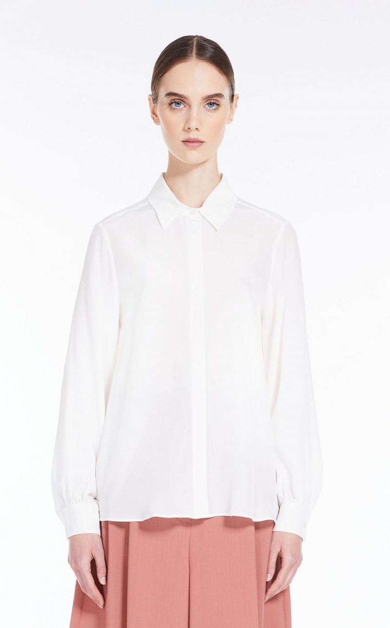 Blusas Max Mara Shirt In Washed Silk Branco | MMR593562