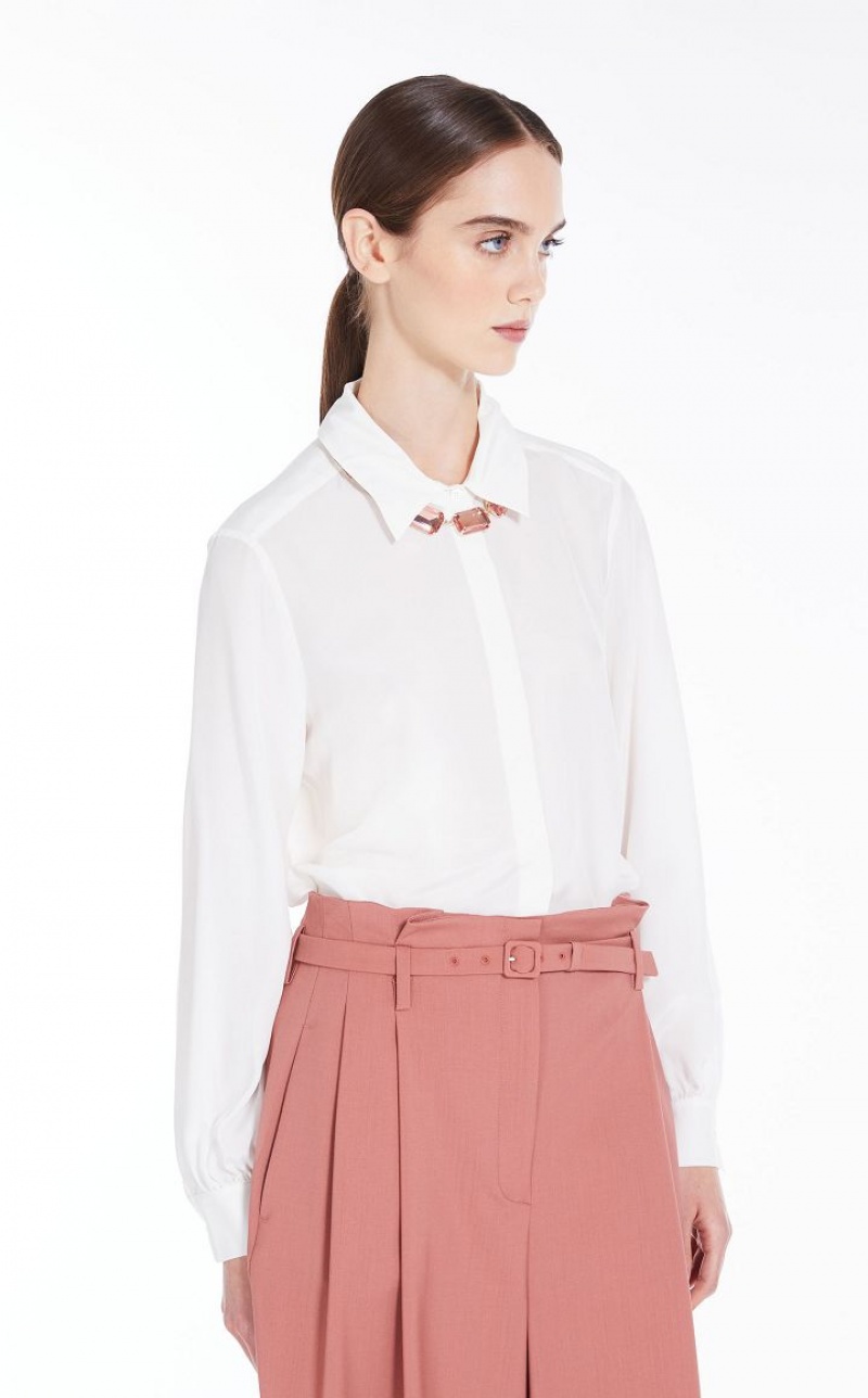 Blusas Max Mara Shirt In Washed Silk Branco | MMR593562