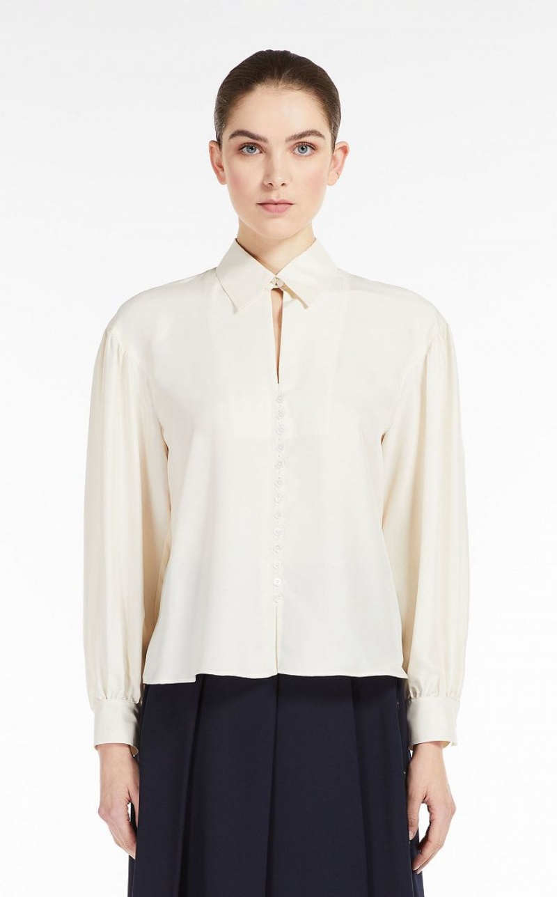 Blusas Max Mara Silk Branco | MMR593600