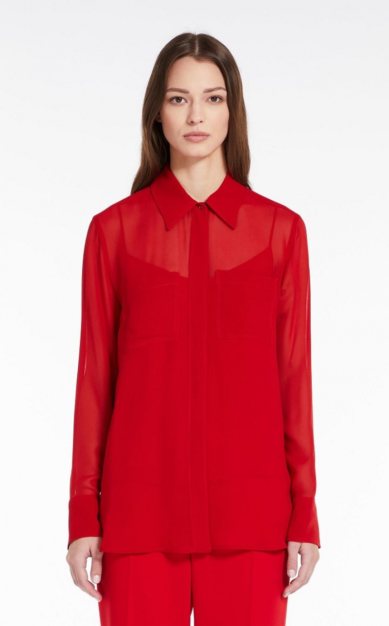 Blusas Max Mara Silk Georgette Vermelhas | MMR593598