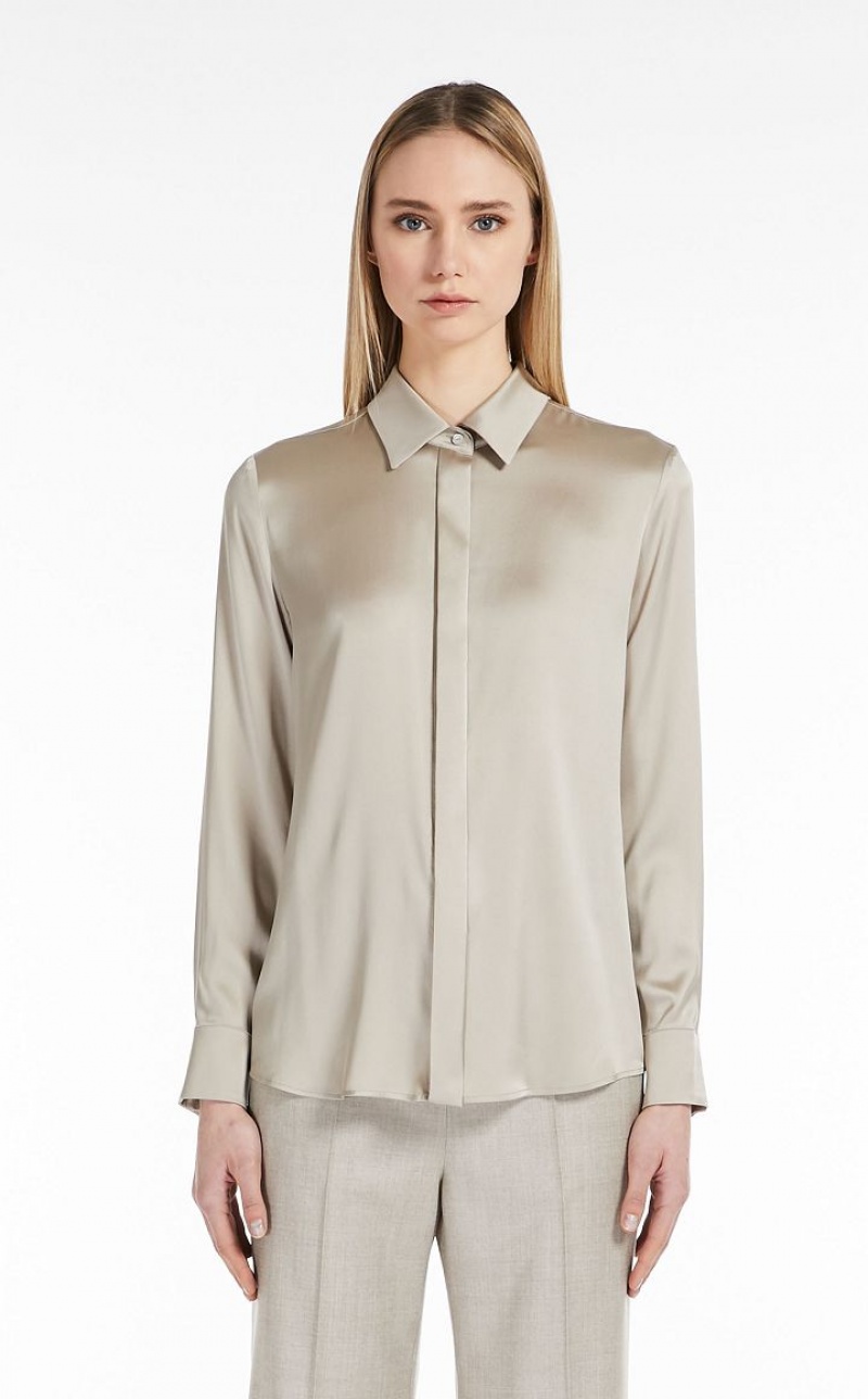 Blusas Max Mara Silk Satin Verde Oliva Verdes | MMR593579