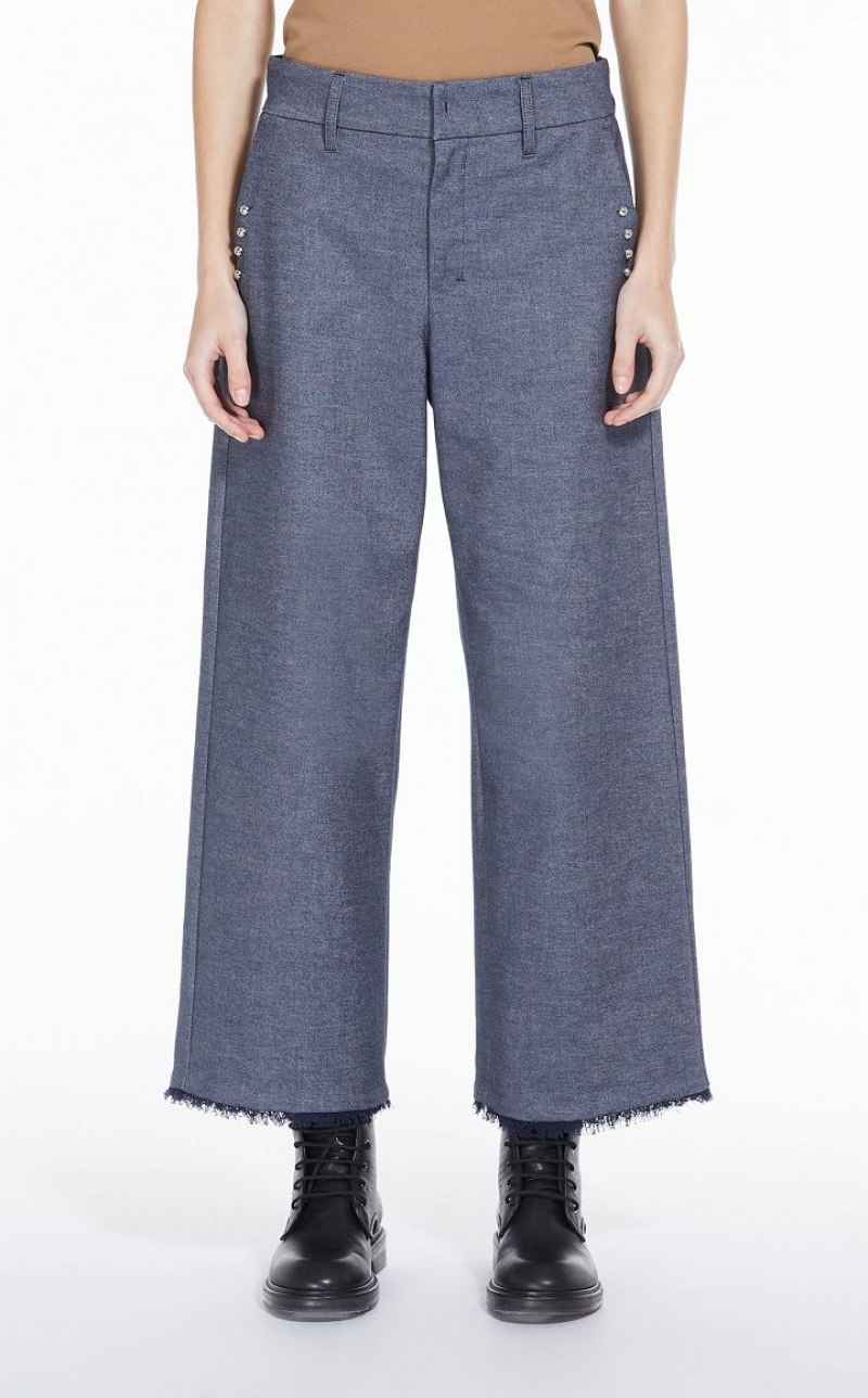 Calça Max Mara Denim-look Fabric Azul Marinho | MMR593794