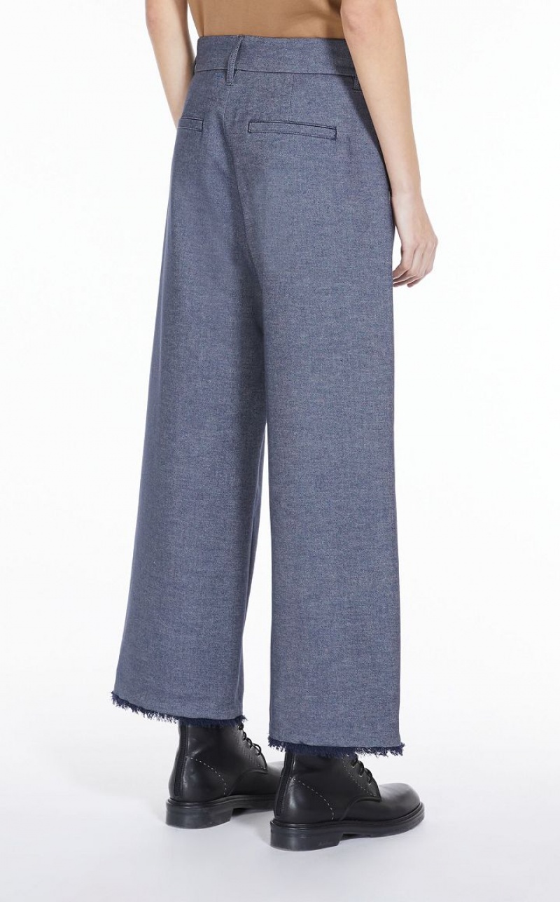 Calça Max Mara Denim-look Fabric Azul Marinho | MMR593794