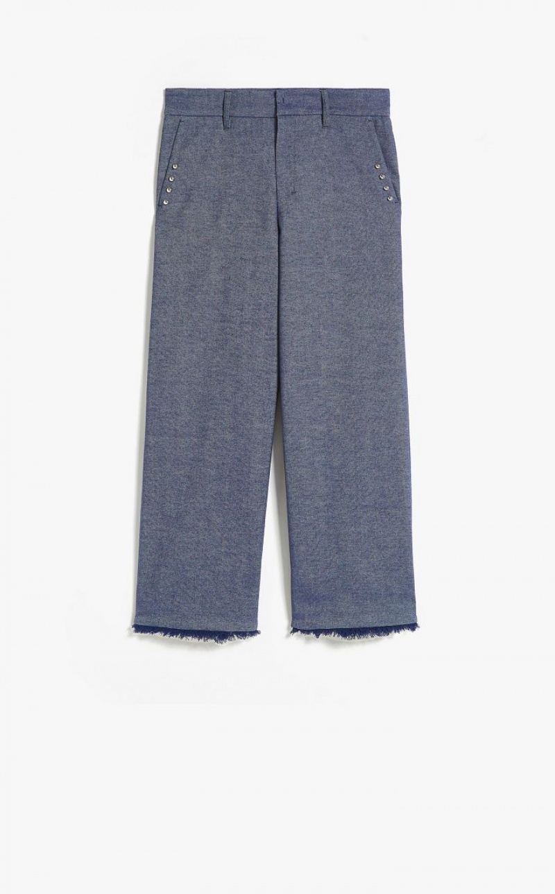 Calça Max Mara Denim-look Fabric Azul Marinho | MMR593794