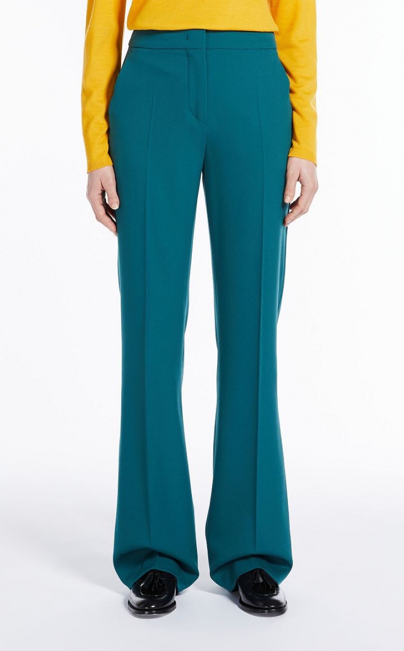 Calça Max Mara Flared In Wool Turquesa | MMR593813