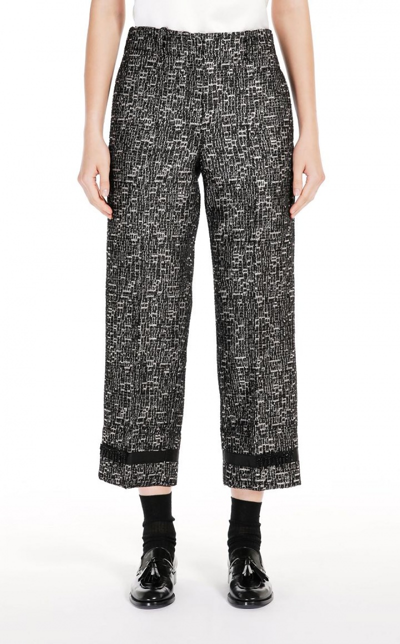 Calça Max Mara Jacquard Cotton Pretas | MMR593757