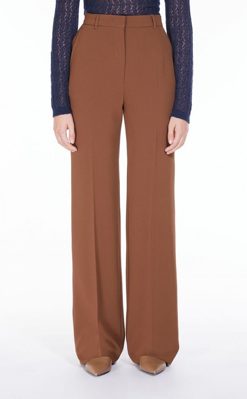 Calça Max Mara Long Technical Cady Marrom | MMR593762