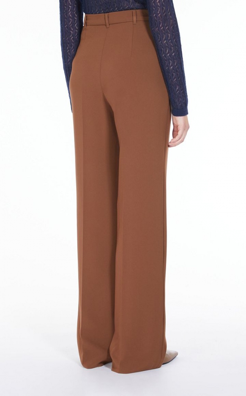 Calça Max Mara Long Technical Cady Marrom | MMR593762