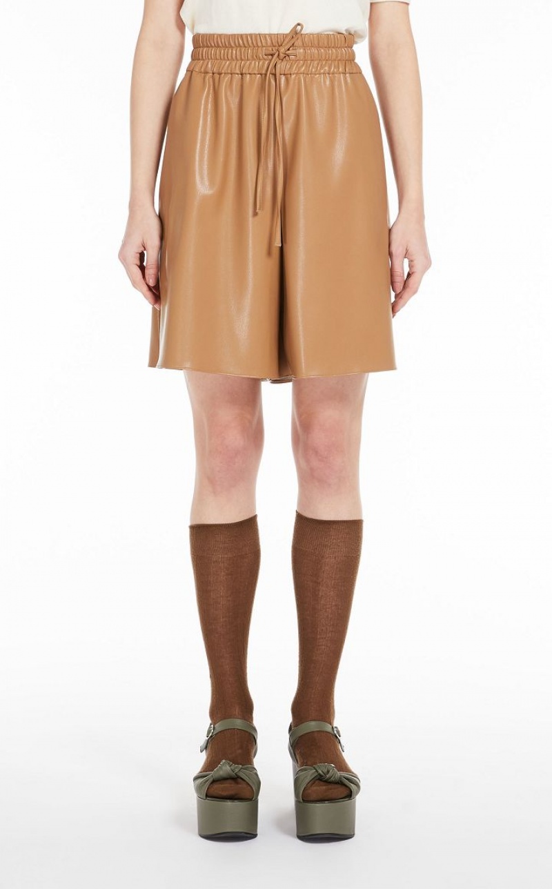 Calça Max Mara Loose-fit Shorts With Drawstring Marrom | MMR593755