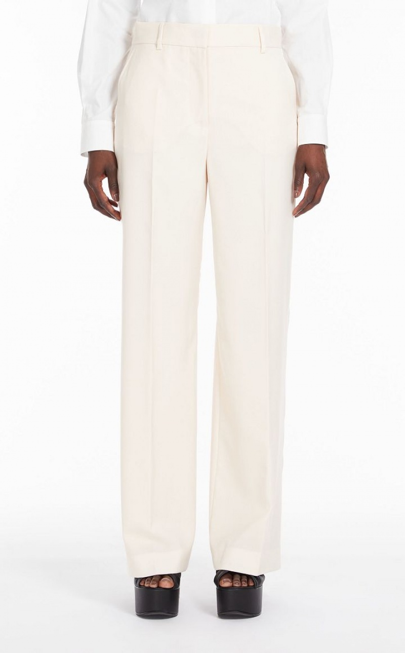 Calça Max Mara Palazzo In Wool Branco | MMR593786