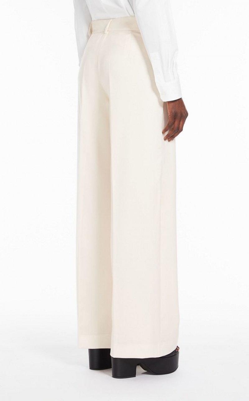 Calça Max Mara Palazzo In Wool Branco | MMR593786