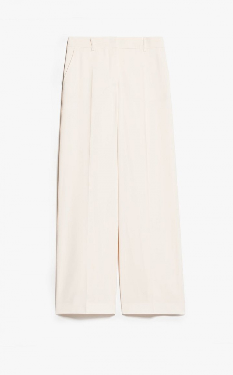 Calça Max Mara Palazzo In Wool Branco | MMR593786