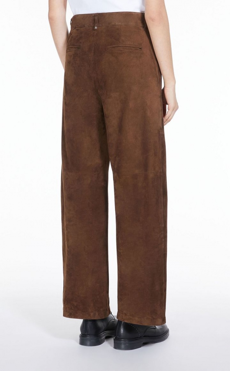 Calça Max Mara Suede Marrom | MMR593778