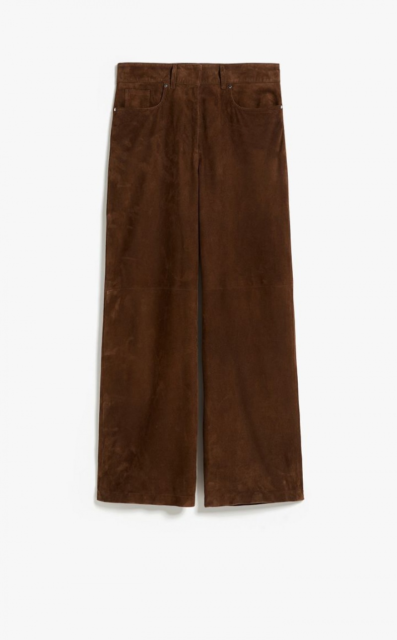 Calça Max Mara Suede Marrom | MMR593778