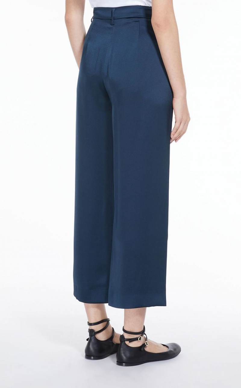 Calça Max Mara Viscose-blend Satin Azul Marinho | MMR593782