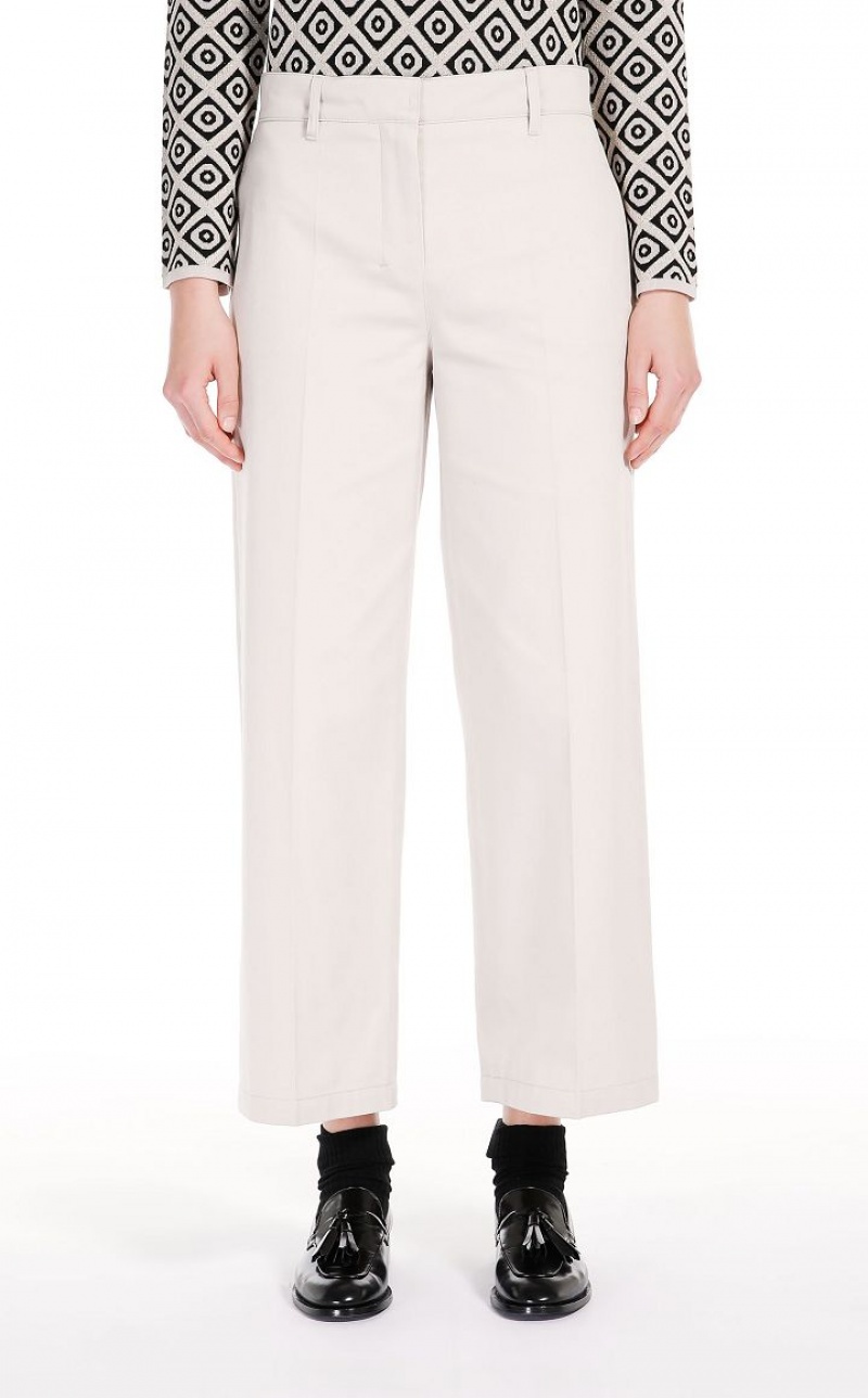 Calça Max Mara Washed Gabardine Branco | MMR593758