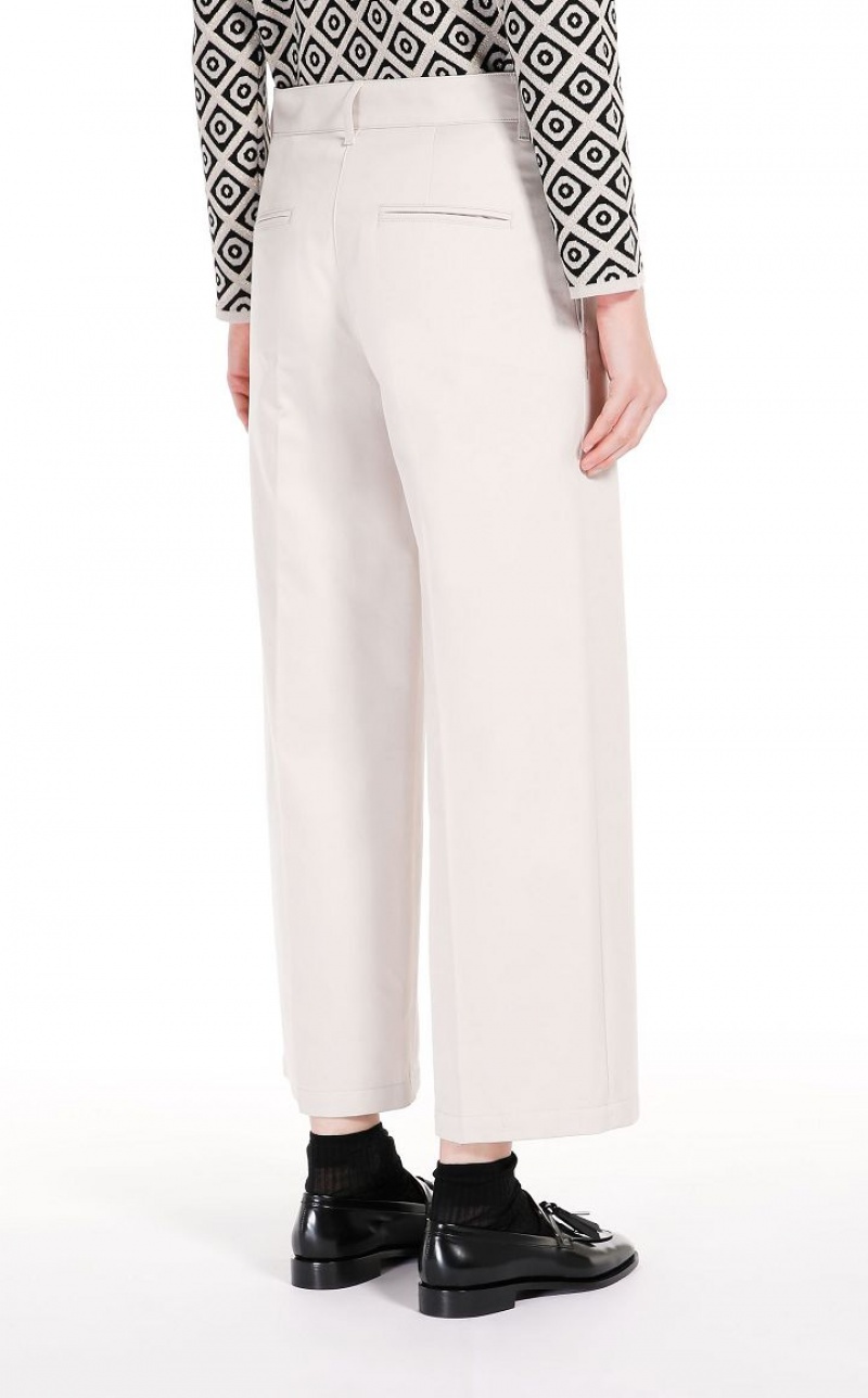 Calça Max Mara Washed Gabardine Branco | MMR593758