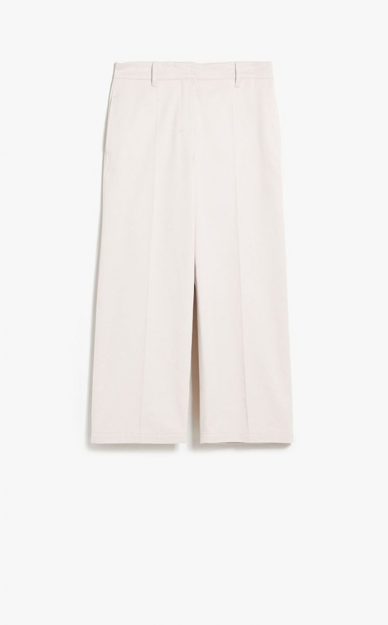 Calça Max Mara Washed Gabardine Branco | MMR593758