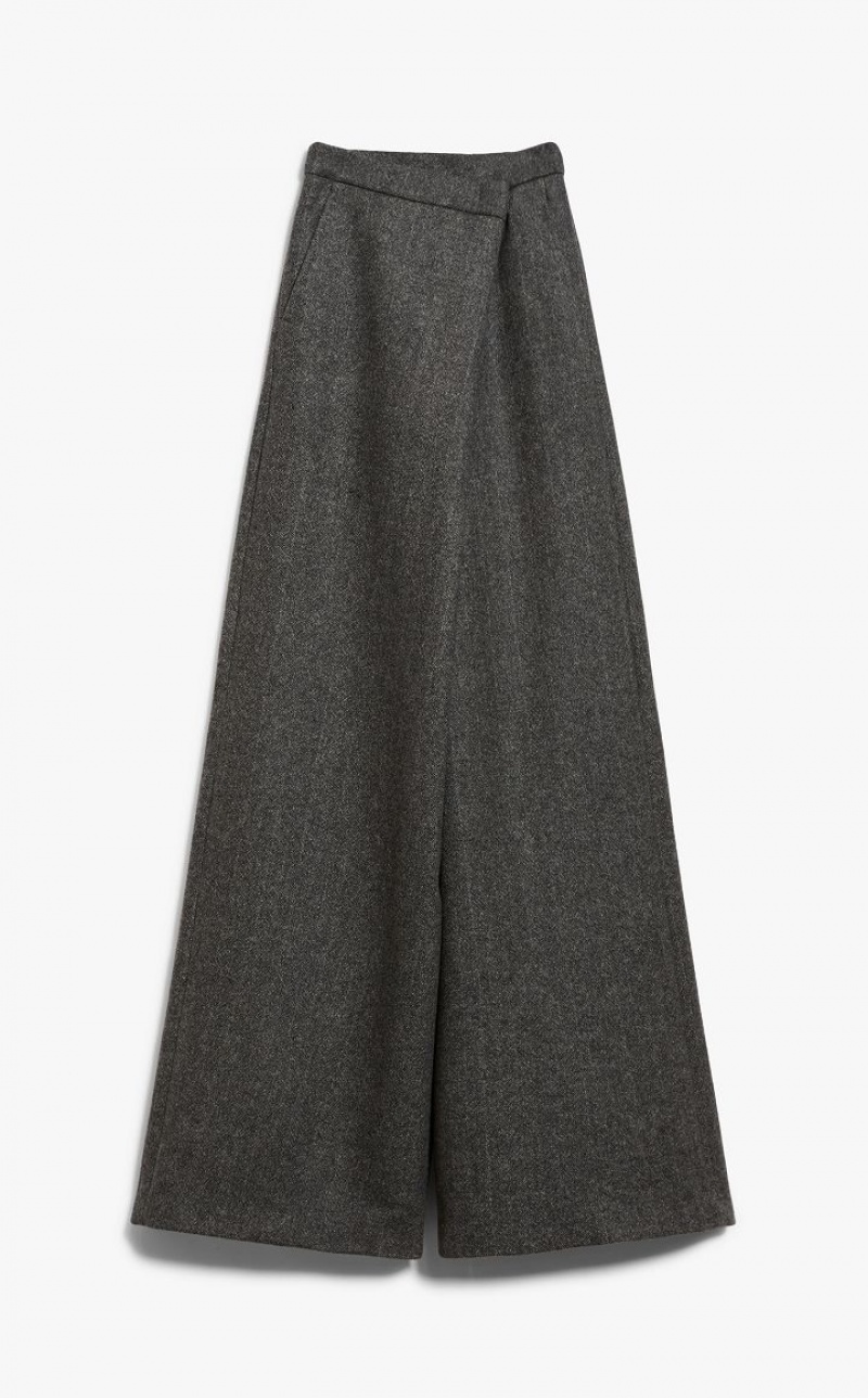 Calça Max Mara Wide In Patterned Wool Cinzentas Escuro | MMR593736