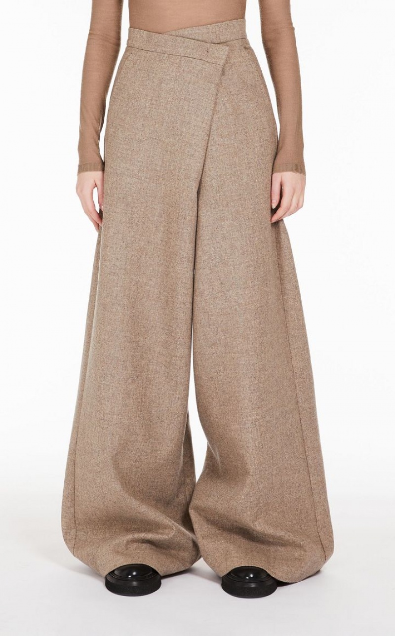 Calça Max Mara Wide, Wool And Cashmere Marrom | MMR593738