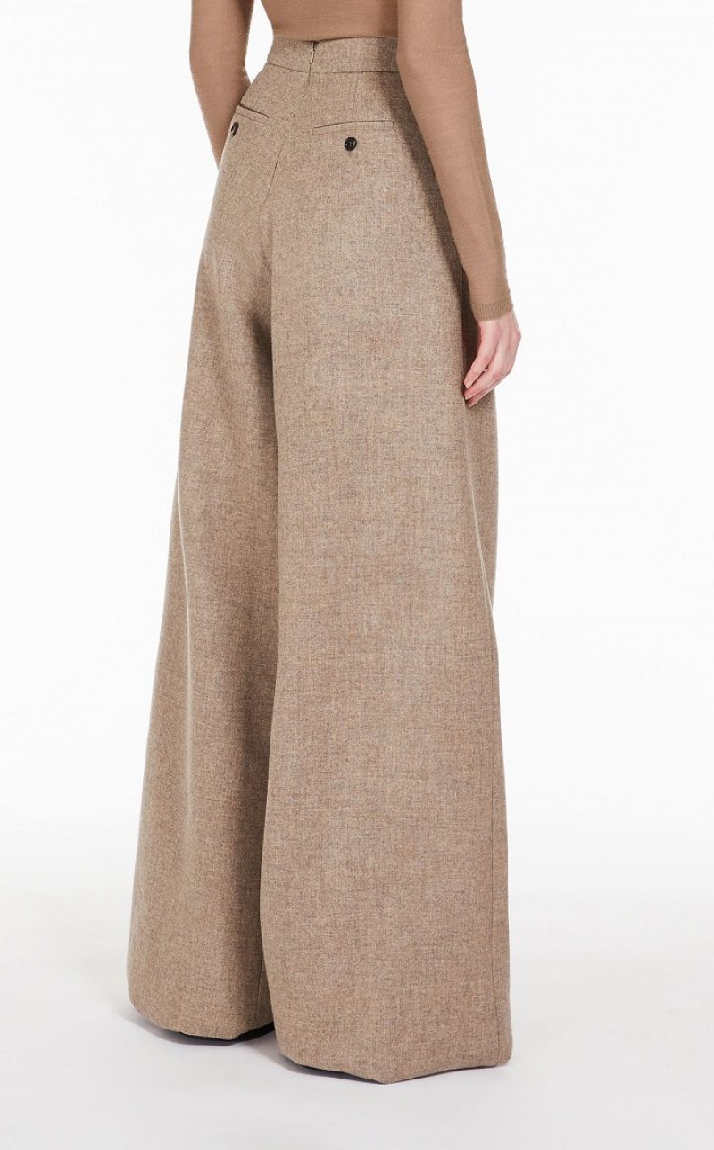 Calça Max Mara Wide, Wool And Cashmere Marrom | MMR593738