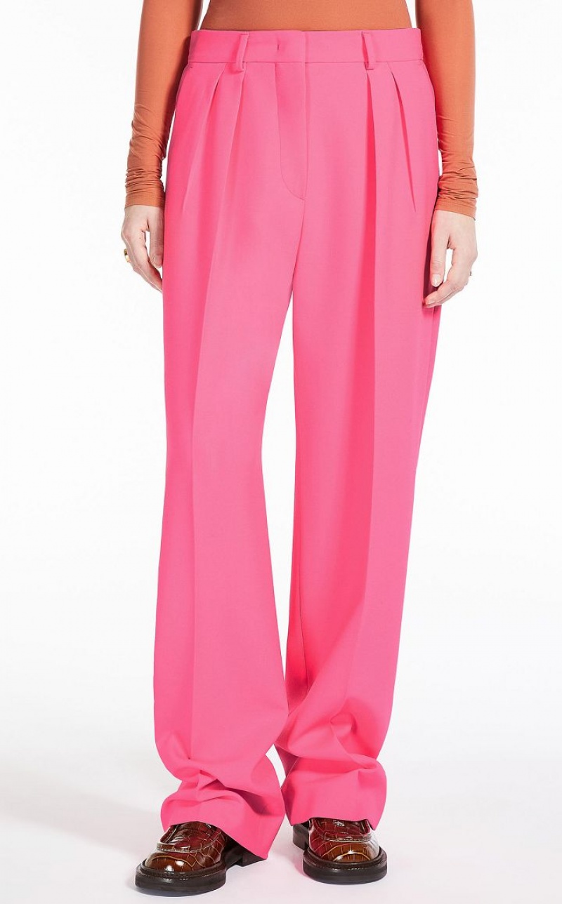 Calça Max Mara Wide-fit Stretch Wool Fucsia | MMR593759