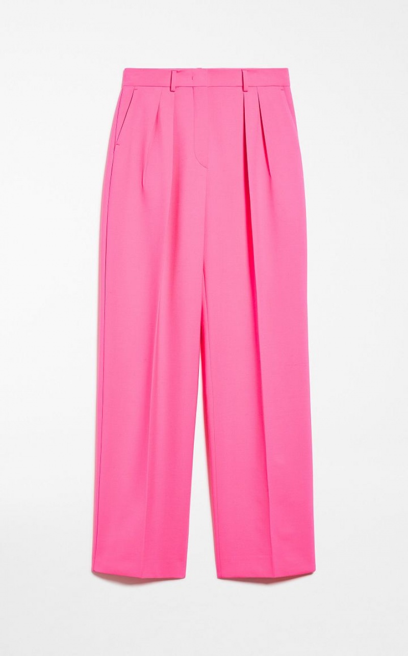 Calça Max Mara Wide-fit Stretch Wool Fucsia | MMR593759