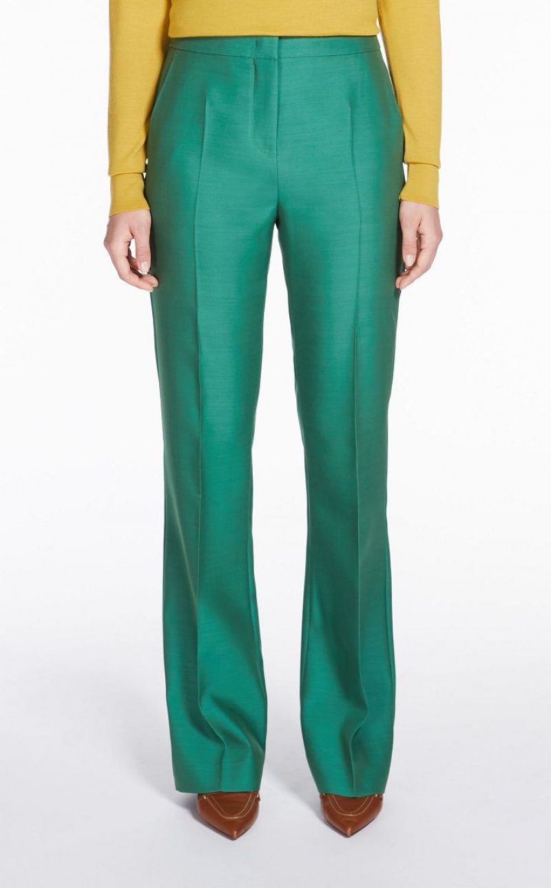 Calça Max Mara Wool And Silk Double-fabric Verdes | MMR593743