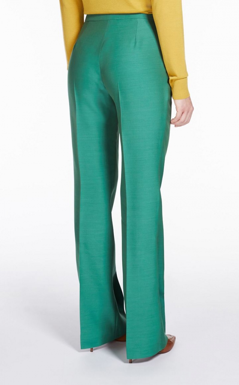 Calça Max Mara Wool And Silk Double-fabric Verdes | MMR593743