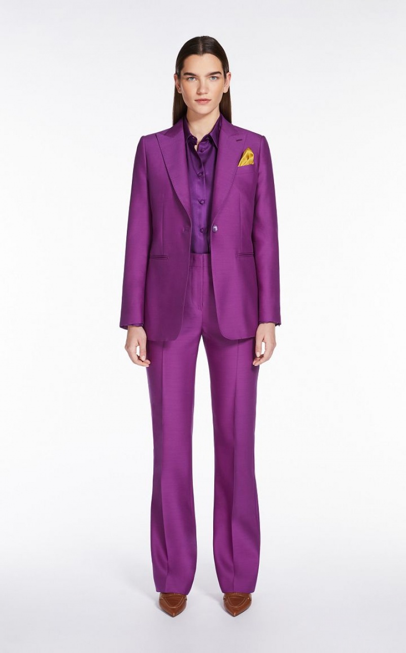 Calça Max Mara Wool And Silk Double-fabric Roxo | MMR593745