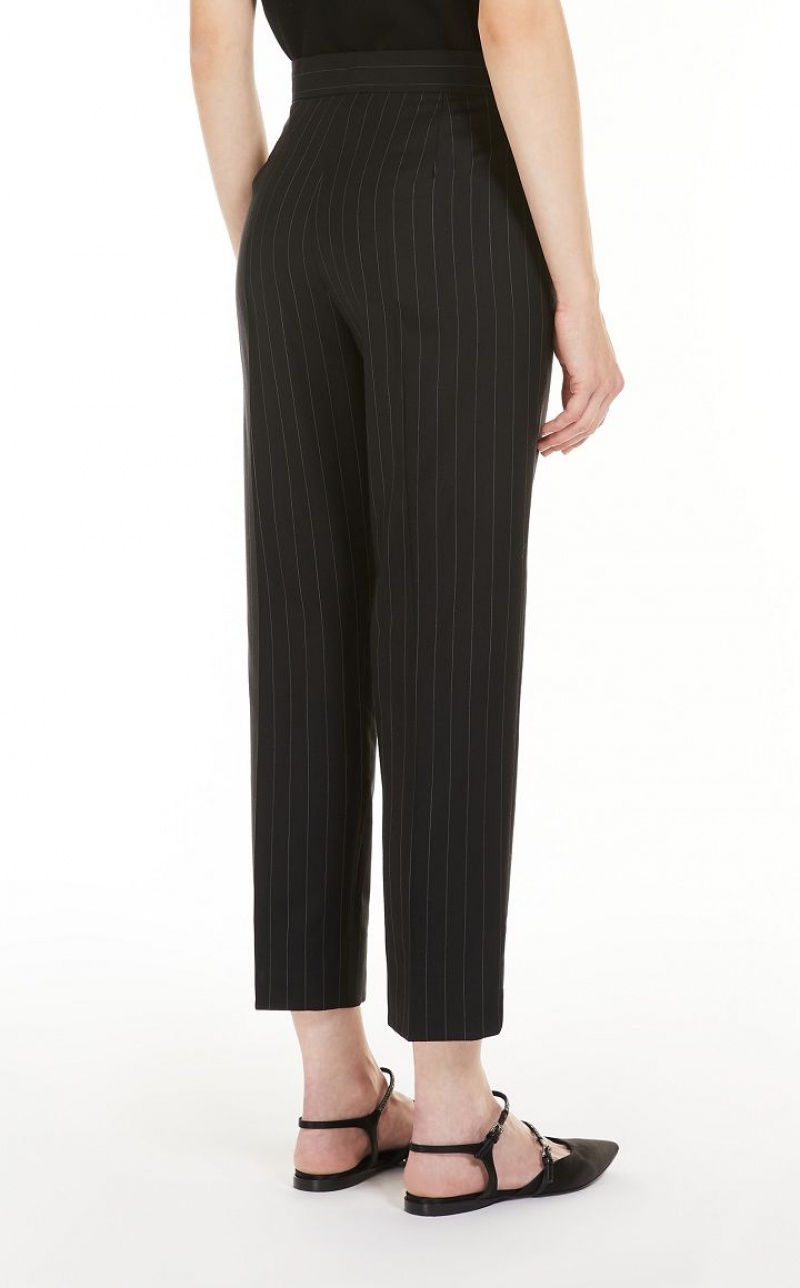 Calça Max Mara Wool Cigarette Pretas | MMR593775