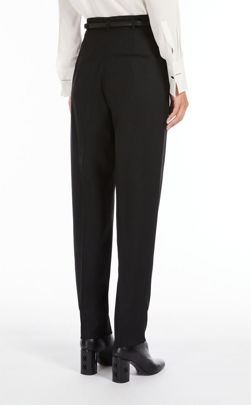 Calça Max Mara Wool Twill Pretas | MMR593790