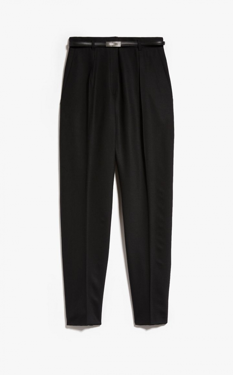 Calça Max Mara Wool Twill Pretas | MMR593790